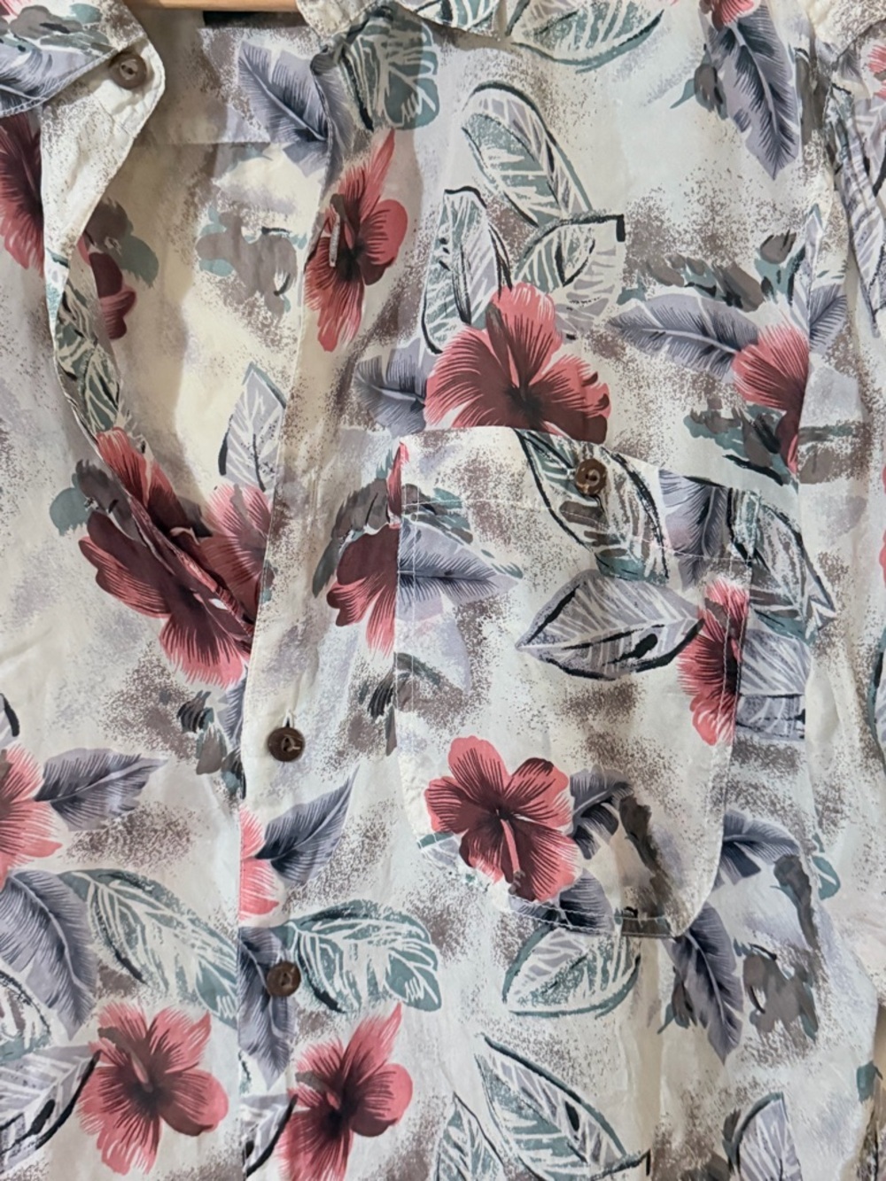 Men’s Floral Short-Sleeve Hawaiian Shirt - Pink Flowers size S - Picture 3 of 7